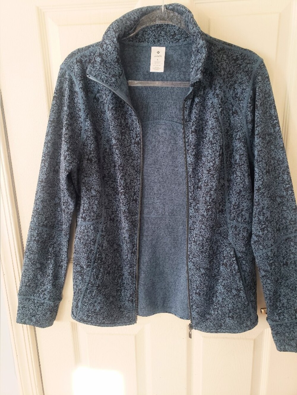 JM Collection Textured Zip Front Jacket, Size L, Teal